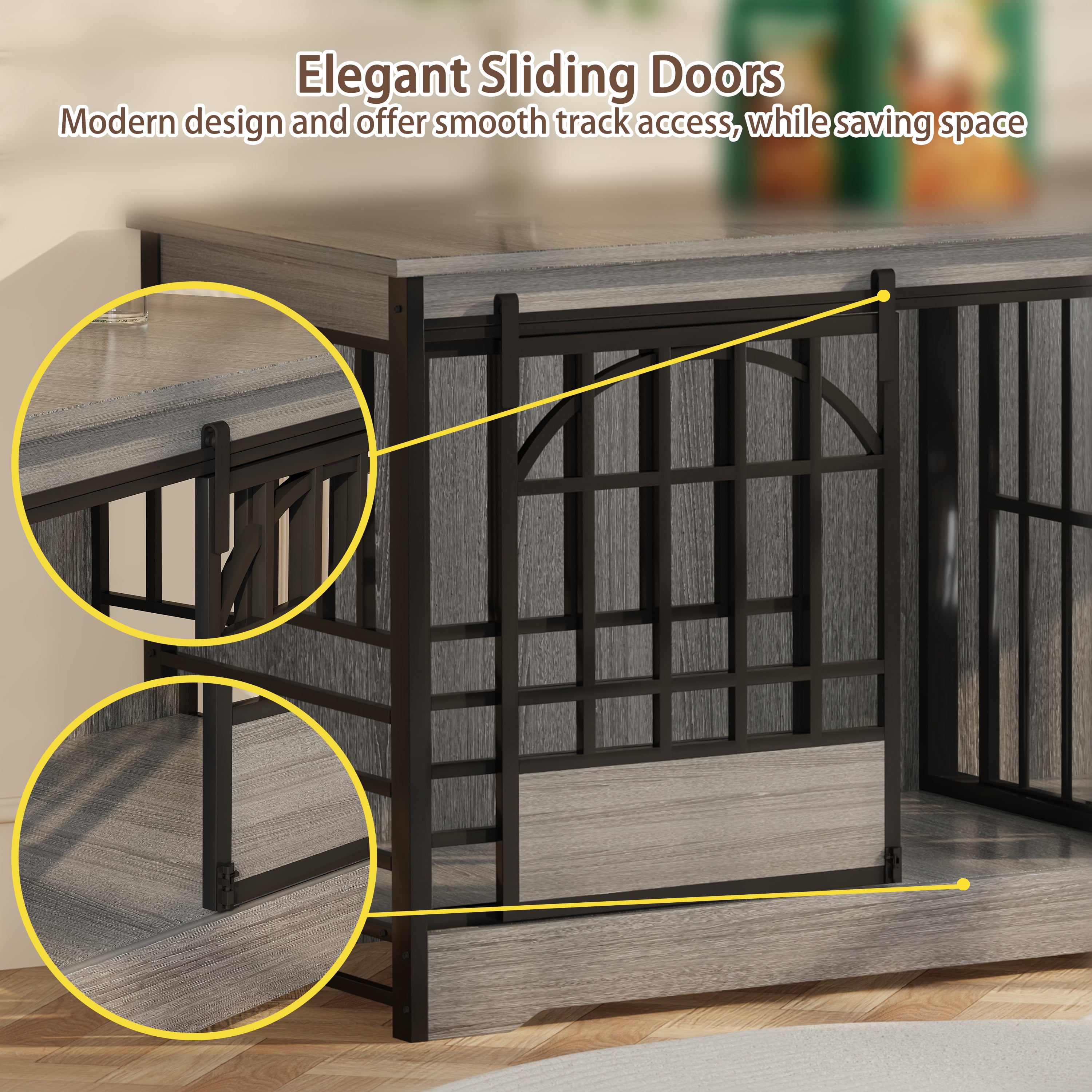 78 inch Dog Crate Furniture XXL Dog Cage Heavy Duty Dog Kennel Indoor with Removable Divider,Extra Large Double Cage Large Breed Gray