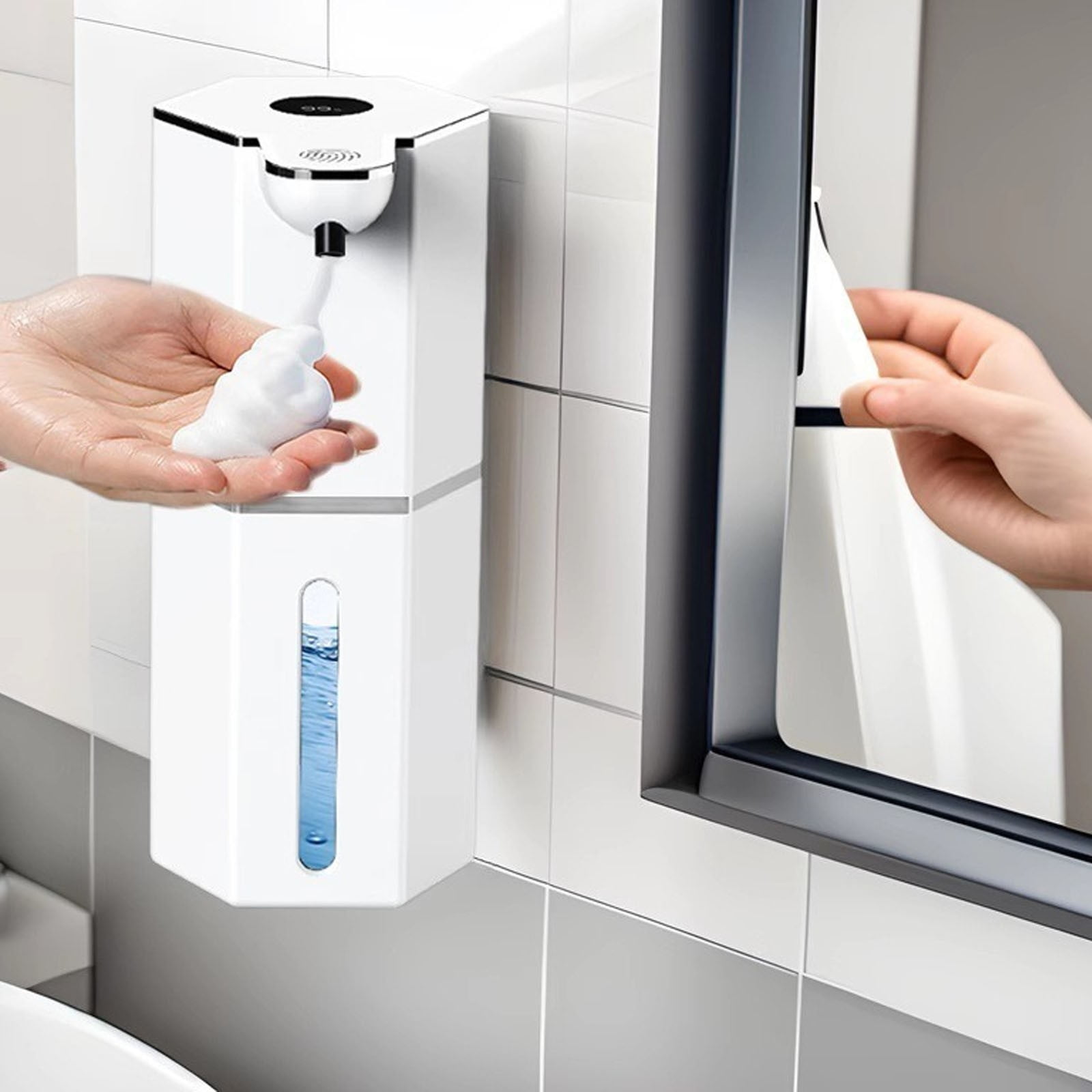 BinKFF Automatic Liquid Soap Dispenser,4-Level Adjustable, Wall Mount,USB Rechargeable,10.7oz/360ml,Touchless Hand & Dish Soap Dispenser for Bathroom, Kitchen,Hotel, Restaurant
