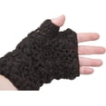 thumbnail image 5 of Thermal Insulated Lined Cable Knit Arm Warmer Fingerless Gloves Thumb Hole Gloves Mittens (Dark Brown), 5 of 6