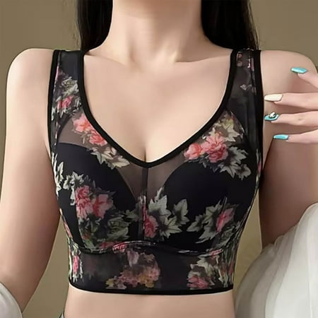 Itsame 1PC Bras for Women s Full Support Everyday Casual Bra Set Tie Back Wireless Comfort Bralette Black Size 4XL
