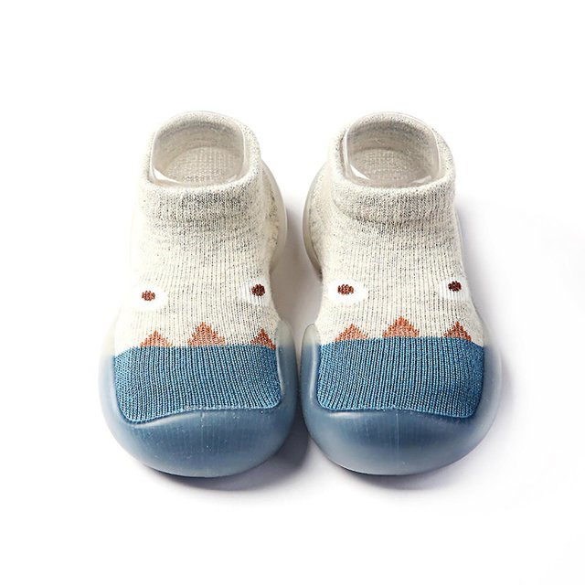 20-21 1 par de zapatillas con punta, calcetines, zapatos antideslizantes de algodón para interiores, primeros zapatos para caminar para bebés finos para niños