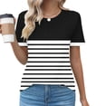 thumbnail image 2 of Kaemgyyd Womens Plus Size Tops Summer Striped Short Sleeve Pleated T Shirt Crew Neck Lightweight Blouse Outfits, 2 of 5