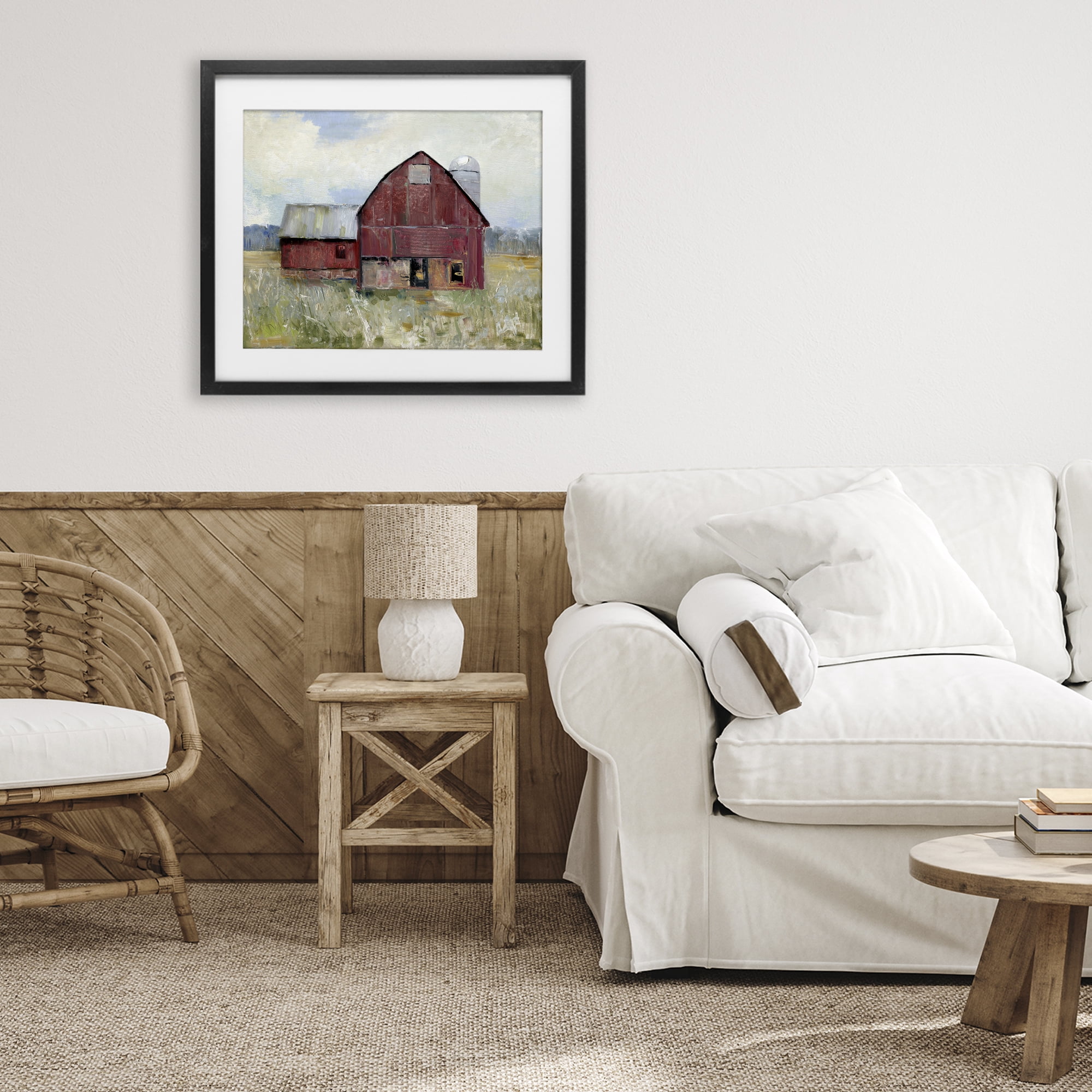 Stupell Industries Red Rugged Barn Black Framed Print Under Glass, design by Sally Swatland