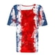 thumbnail image 4 of Fiudx Ofertas Del Día Blusa de Manga Corta a La Moda para Mujer, Camiseta Estampada, Top Informal, 4 of 5