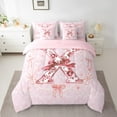 thumbnail image 2 of Castle Fairy Bow Alphabet 7-Piece Queen Bedding Set: Red Flower Letter Personalized Microfiber Floral, 2 of 7