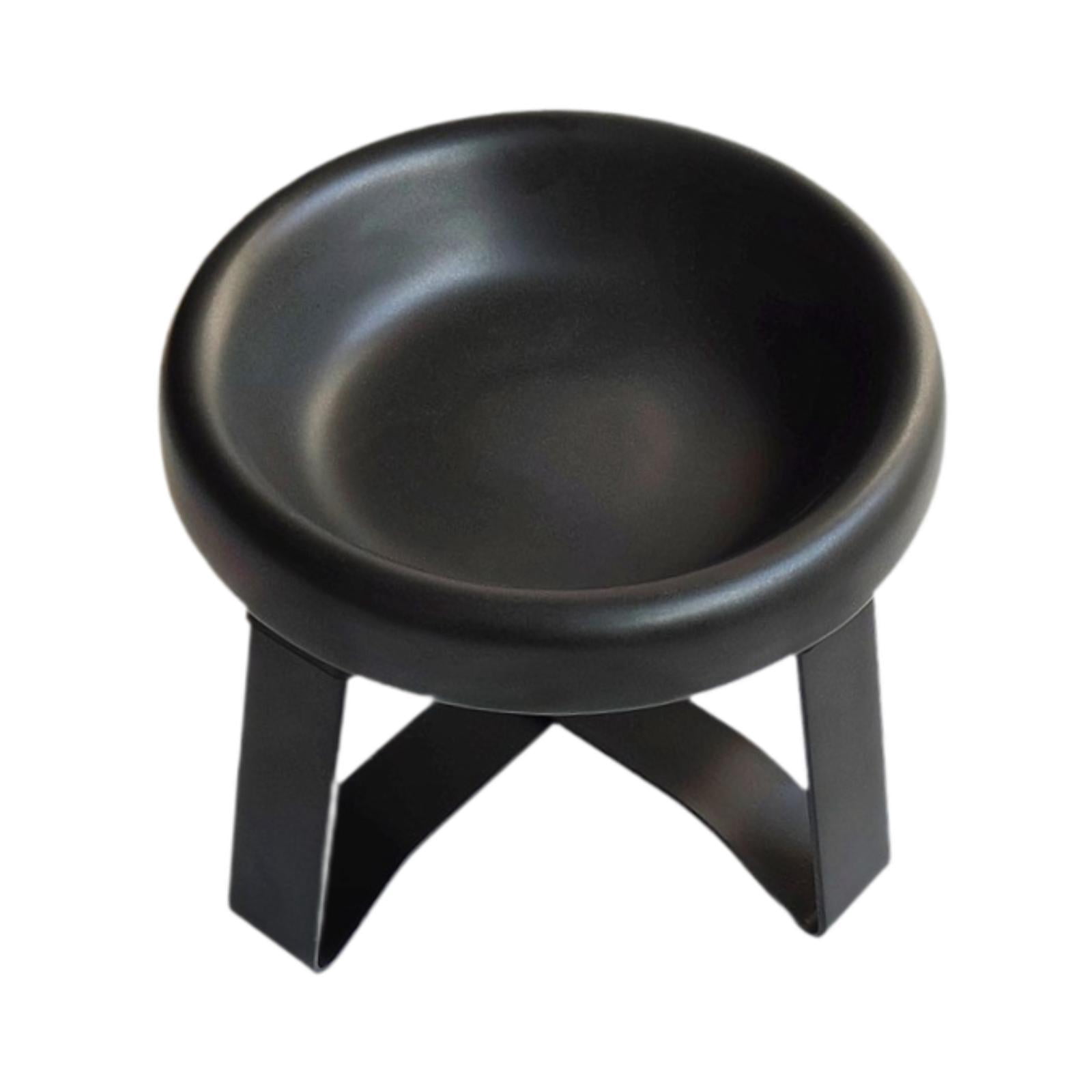 Serenable Cat Bowl Cat Food Dish with Metal Stand, Water Dispenser, Prevents Spills, Ceramic Pet Bowl for Small and Medium Breeds Puppy Black