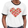 thumbnail image 2 of Strawberry Heart Ringer Tee Shirt Unisex Large White/Black, 2 of 5