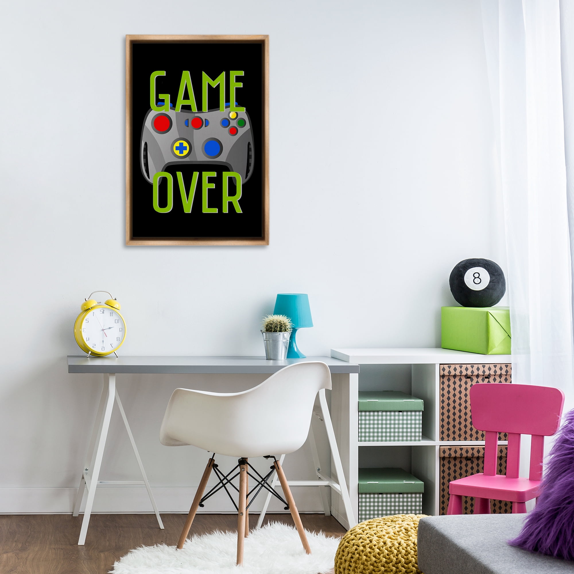 Stupell Industries Game Over with Controller Typography Painting Brown Floater Framed Art Print Wall Art, 21 x 31