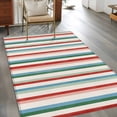 thumbnail image 2 of Red Green Blue Striped Area Rugs 4'x6', Washable Small Throw Rugs for Office Bathroom, Modern Farmhouse Stripes Indoor Outdoor Rug Non-Slip Low Pile Carpet Runner Reversible Floor Mats, 2 of 8