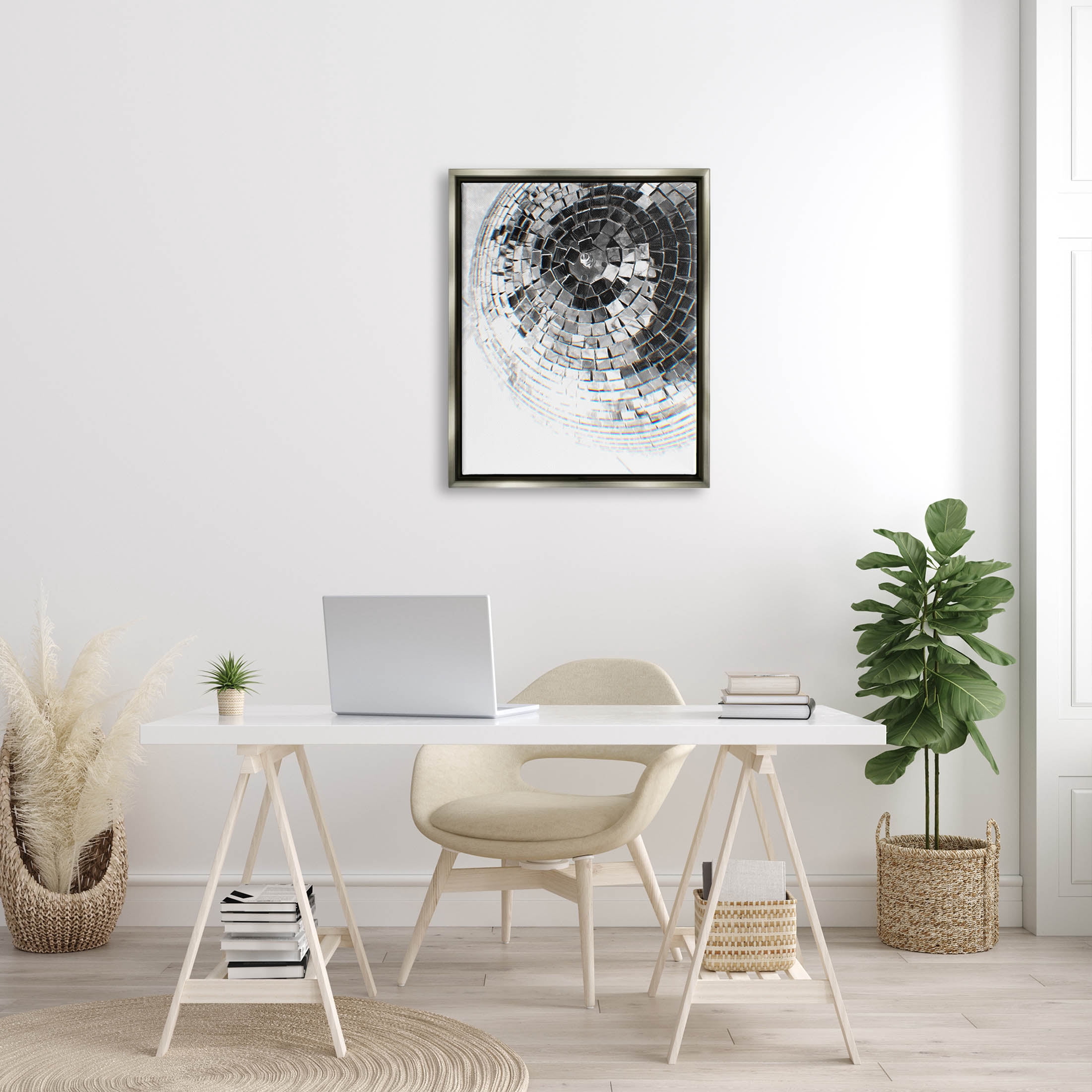 Stupell Industries Fading Disco Ball Monochrome Photography Photograph Luster Gray Floating Framed Canvas Print Wall Art, Design by Ziwei Li
