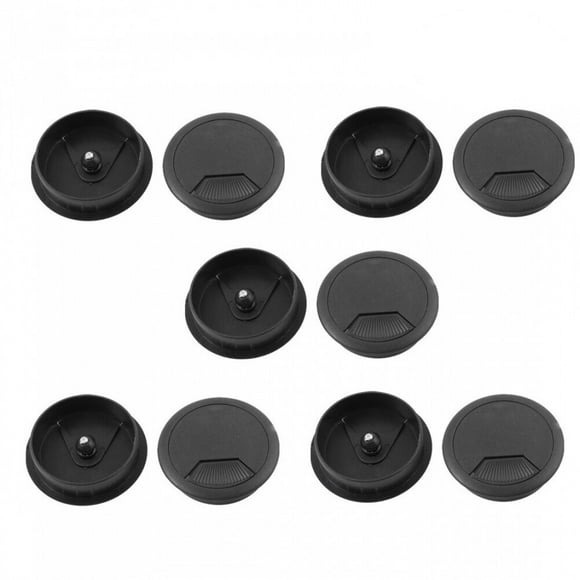 10pcs Office PC Computer Desk Grommet Cable Hole Cover 50mm Diameter (Black)