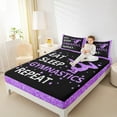 thumbnail image 4 of jejeloiu Gym Theme Full Size Sheets,Gymnastics Girly Bed Sheets,Purple Black Bling Sheet Sets For Children,Breathable Home Decor,4-Piece, 4 of 7