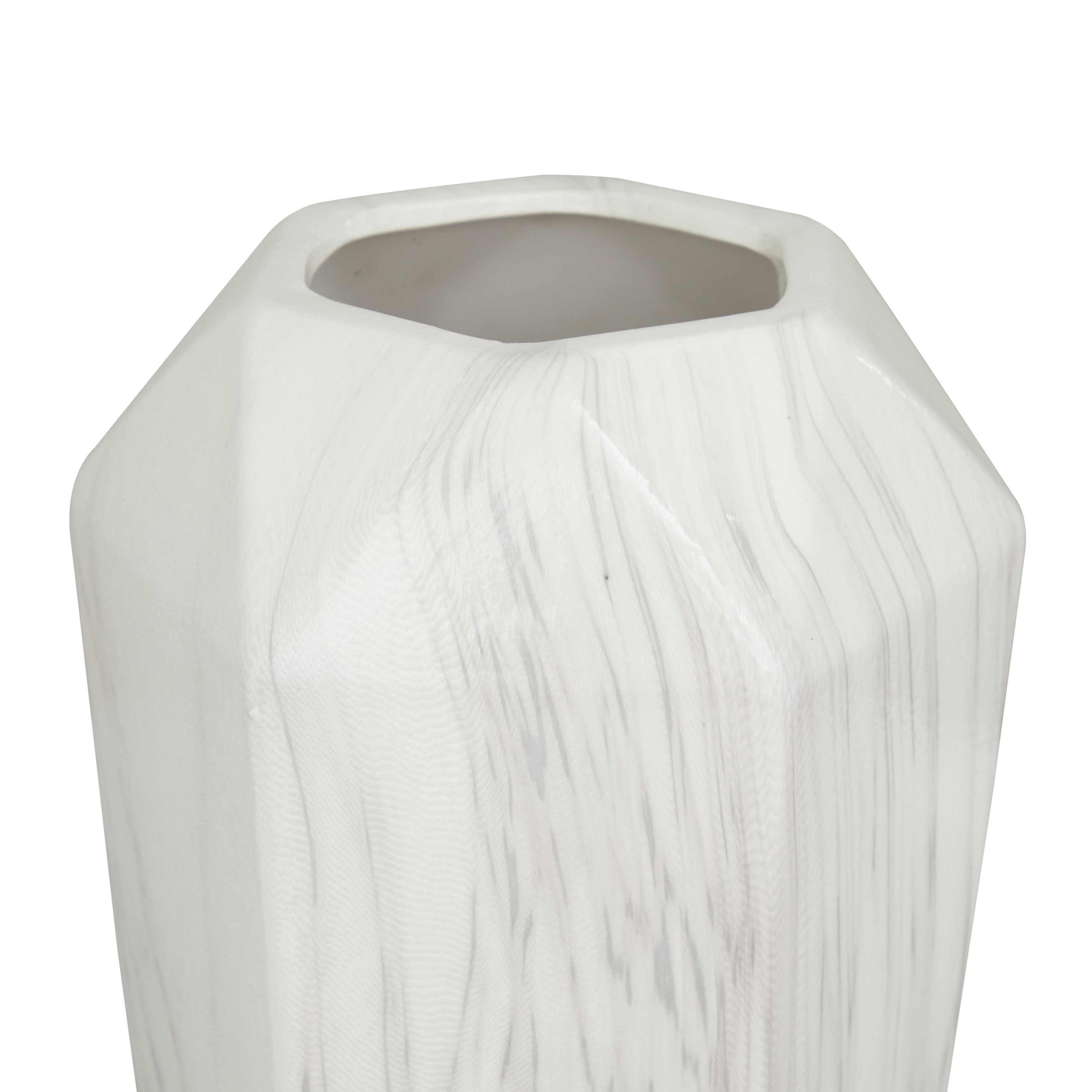 DecMode 14" Faux Marble White Ceramic Vase - image 4 of 9