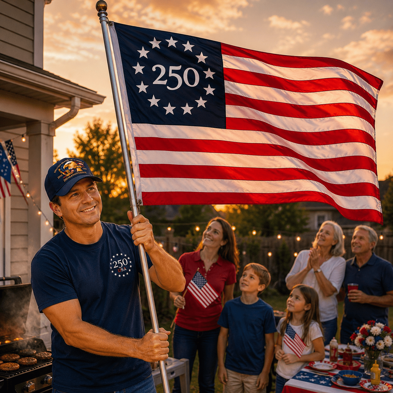 USA 250th Anniversary Flag 3x5 Ft, 1776–2026 Semiquincentennial Printed Polyester Outdoor Banner, American Patriotic Celebration Decor Flag
