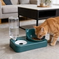 thumbnail image 1 of Juego de tazones para comida y agua con reposición automática, acero inoxidable y plástico, diseño 2 en 1, base antideslizante para mascotas pequeñas y medianas., 1 of 6