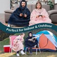 thumbnail image 6 of PAVILIA Wearable Blanket Hoodie for Women Men, Oversized Hoodie Sweatshirt Blanket, Hooded Sweater Blanket Neck Warmer, Fleece Soft Hug Sleep Pod Adult, Cozy Warm Plush Gift Ideas Mom Wife, Navy Blue, 6 of 7