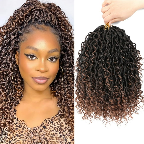 8 Packs Crochet Hair for Black women, Goddess Locs Crochet Hair, Goddess Faux Locs with Curl Braids (12Inch, 8Packs, T1B/30)