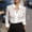 White, variant on Women's Sheer Stripe Mesh Blouse with Satin Finish and Classic Collar Featuring Long Sleeves and Button Down Front Black S