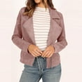 thumbnail image 6 of Babysbule Fall Jackets for Women ClearanceWomen's Fall Faux Suede Biker Moto Jacket Fashion Long Sleeve Zipper Short Casual Coat With Pockets Women's Tops Blouse, 6 of 8