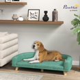 thumbnail image 2 of PawHut Dog Sofa Couch, Pet Bed with Comfortable Luxury Cushion, Washable Cover, Wooden Legs, Anti-Slip Mat for Large Dogs, Cats, Kittens, Green, 2 of 18