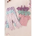 thumbnail image 2 of Gupgi Baby Girl 2Pcs Summer Outfits Short Sleeve Off Shoulder Tops + Flare Pants Set Toddler Clothes, 2 of 9