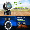 EASYMAXX Portable Camping Fan with LED Lantern, Battery Operated Tent Fan Light Lamp with