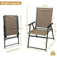 thumbnail image 4 of JMGJOY 4-Pack Folding Patio Chairs for Outdoor Relaxation, Supportive High-Back Sling Chairs with Armrests, Foldable for Garden, Backyard, and Pool (Brown), 4 of 9