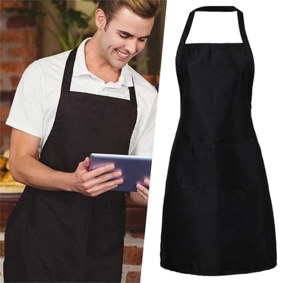 NANDIYNZHI Grandes Affaires Tablier de Cuisine avec Poche Tablier de Chef à Carreaux pour Femmes Hommes Adultes pour Pâtisserie Restaurant Tabliers à Outils pour Femmes avec Poches Noir