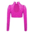 thumbnail image 5 of iixpin Big Girls Hip Hop Streetwear Sparkling Jazz Dance Crop Tops Mock Neck Cheerleading Dancing Clothes Hot Pink 12, 5 of 6
