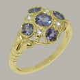 thumbnail image 2 of LBG British Made Stunning 10k Yellow Gold Natural Tanzanite & Diamond Womens Anniversary Ring - 33 size options - Size 8.5, 2 of 7