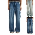 thumbnail image 6 of Gpaecead Women's Cargo Denim Pants - Wide Leg Jeans With Multiple Functional Pockets Dark Blue, 6 of 6