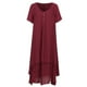 thumbnail image 4 of Nueva moda mujer vestido flojo ocasional del color sólido de manga corta boho summer maxi vestido la Tomshoo Borgoña 5X-Large, 4 of 7