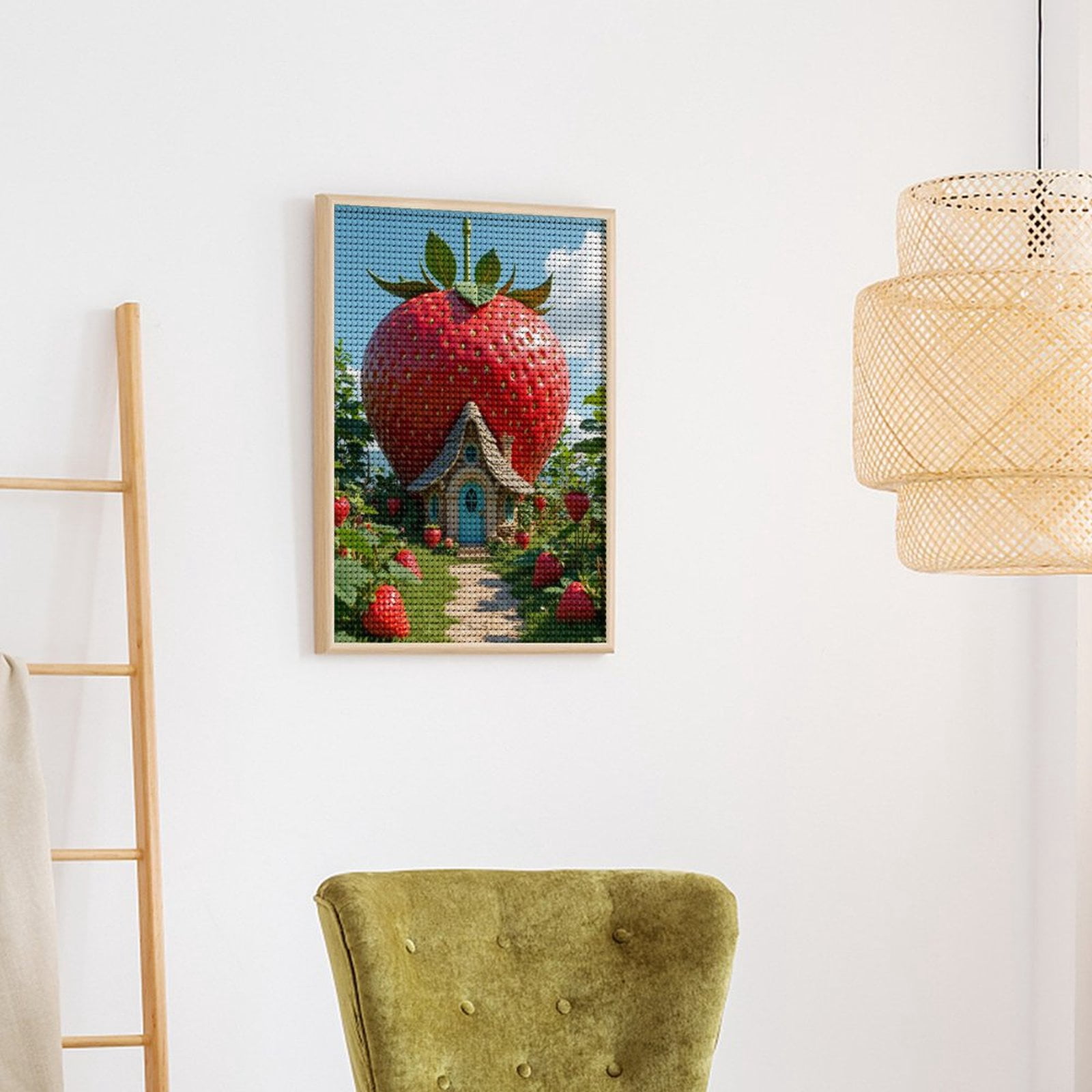 Diamond Art Kits for Adults, Strawberry Cottage Fairy Tale Scene 5D Diamond Painting Kits for Adults Beginners, DIY Full Drill Diamond Painting, Gem Art and Crafts 12x16