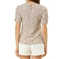 thumbnail image 3 of INSPIRE CHIC Haut Floral Élégant à Manches Courtes Froncées Coupe Régulière pour Femmes Beige Rouge m, 3 of 6