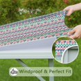 thumbnail image 6 of Pink and Blue Heart Shaped Boho Pattern Square Fitted Tablecloth with Elastic Edge,Square Table Cover,Washable Elastic Table Cover for Home Kitchen Party Decor 36"x36", 6 of 6