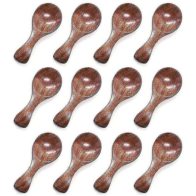 Small Wooden Spoon, 10pcs Ice Cream Salt Spoons Coffee Tea Sugar Salt Mustard Spoons Round Spoon
