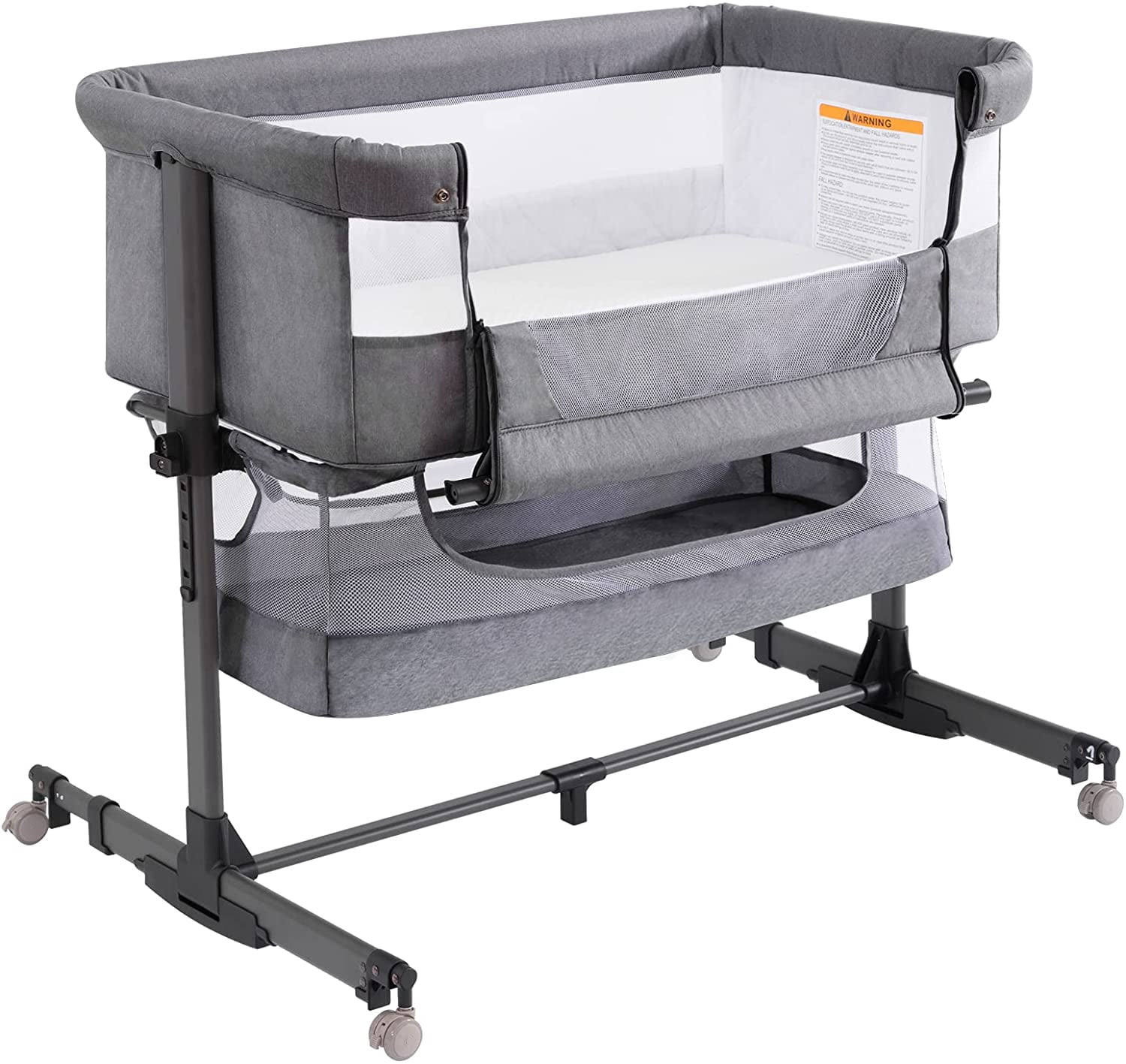 Nordmiex Baby Bassinet 3 in 1 Adjustable Bedside Sleeper Bed for Infant Baby with Breathable Net, Gray