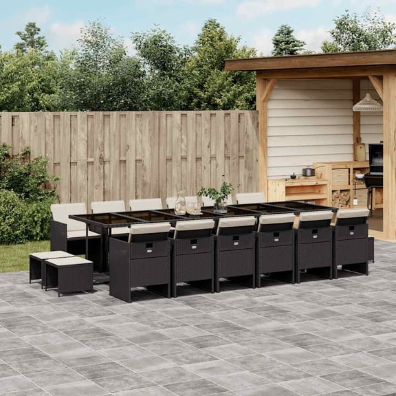 vidaXL Garden Dining Set Black Poly Rattan 16-seater