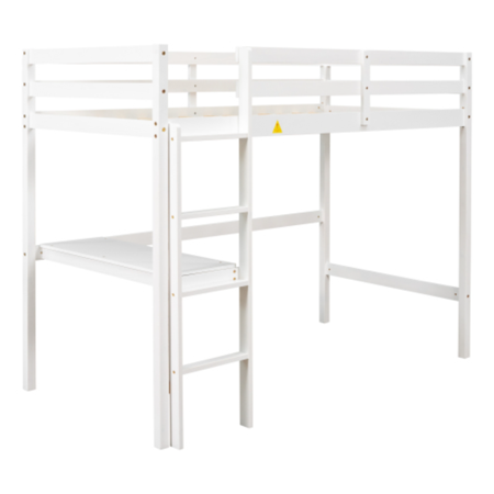 Twin Loft Bed with built-in desk White