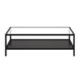 thumbnail image 2 of HomeRoots 523328 17 x 54 x 24 in. Black Glass Rectangular Coffee Table with Shelf, 2 of 3