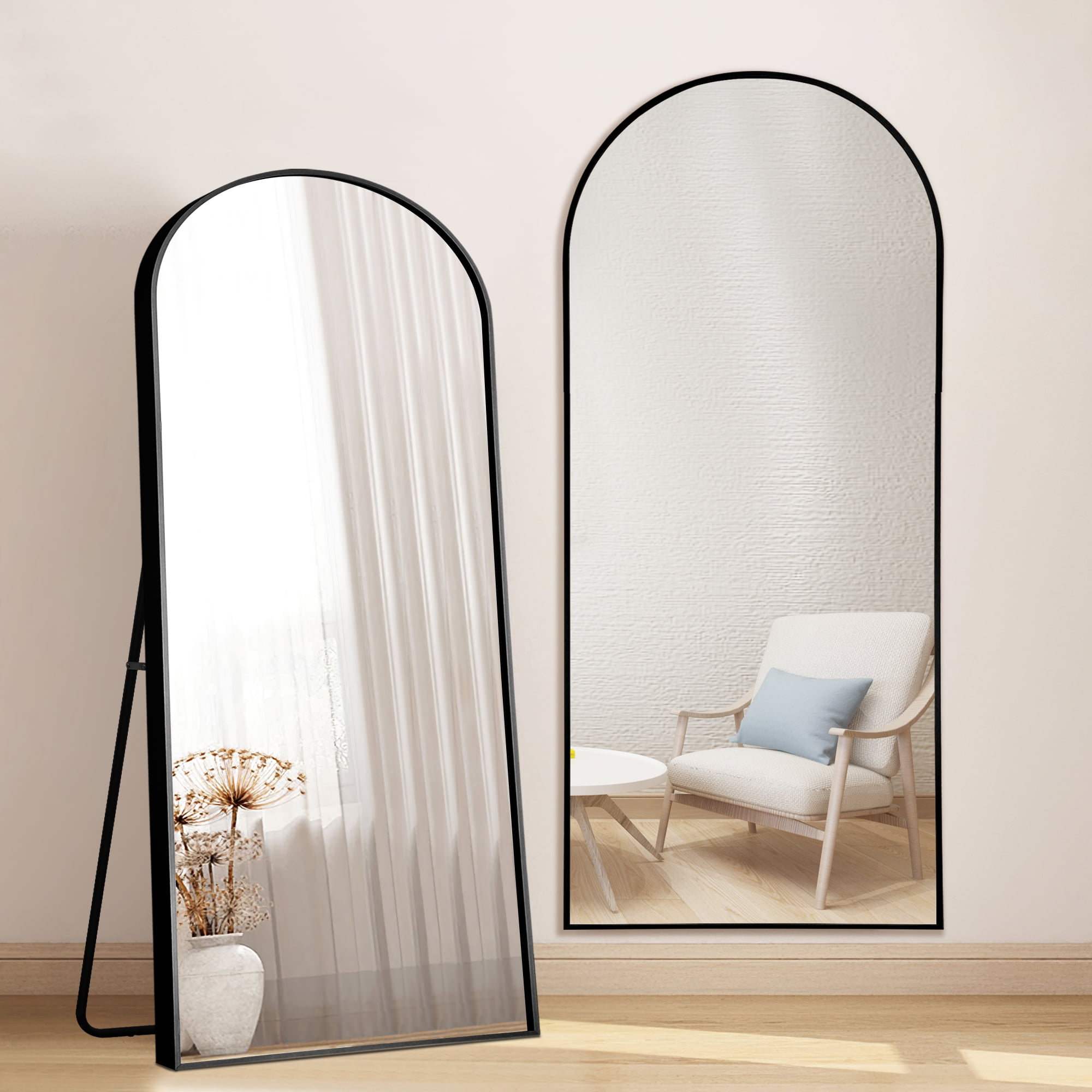 71" x 32" Full Length Mirrors Standing Arched Dressing Floor Mirrors for Living room Black