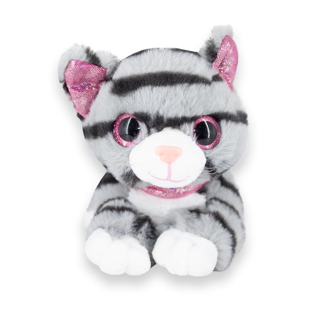 Gatito De Peluche Adorable Estirado Color Gris con Rayas Negras