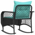thumbnail image 4 of vidaXL Garden Rocking Chair with Cushions Black Poly Rattan, 4 of 5