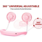Portable Neck Fan Rechargeable Personal Hand-Free Fan Mini USB Wearable Neckband Sport Fan, 3 Speed Adjustable, 360 Degrees Free Rotation Perfect for Working, Traveling, Office, Reading