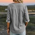 thumbnail image 6 of Kadlawus Long Sleeve Loose V Neck Denim Button Down Shirt Women Fall Casual Basic Pullover Tops Soft Stretchy Comfort Commute Travel Home Daily Wear, Gray 2XL, 6 of 7