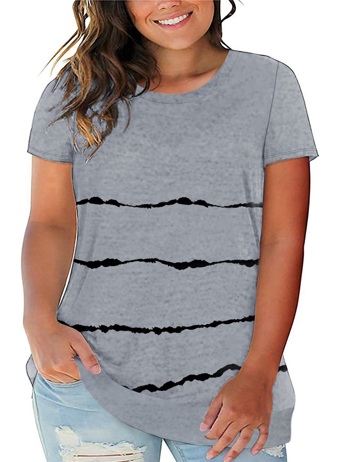 ROSRISS Plus Size Tank Tops for Women Summer Sleeveless T Shirts V Neck Tunics 