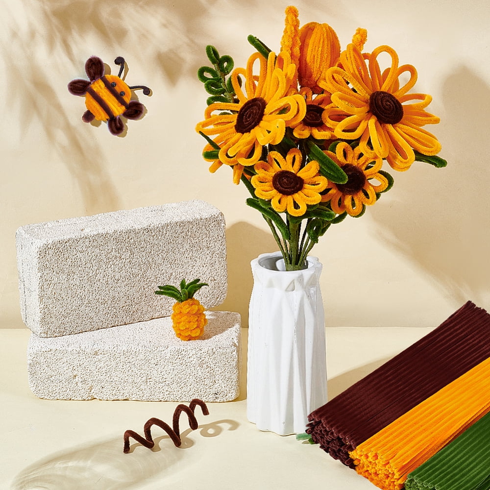 300Pcs DIY Plush Sticks with Paper Floral Adhesive Tape for Bouquet Stem Wrap 30Pcs Plastic with Iron Floral Stem 5Pcs Hot Melt Plastic Glue Sticks