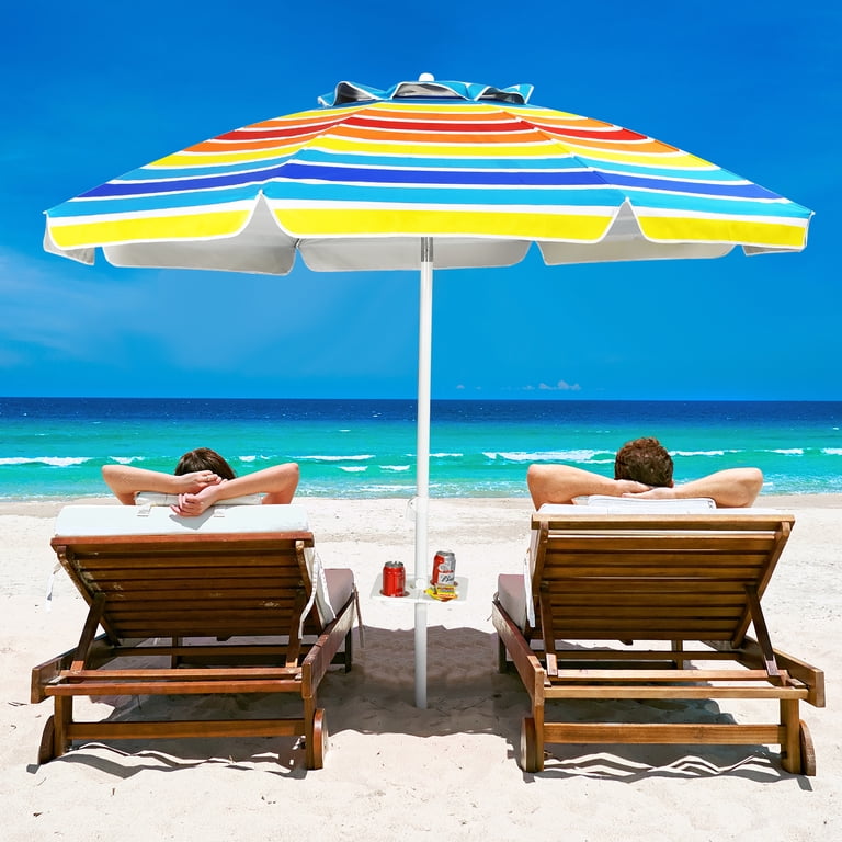 Costway 7.2 Ft Portable Beach Umbrella, Rainbow photo 2