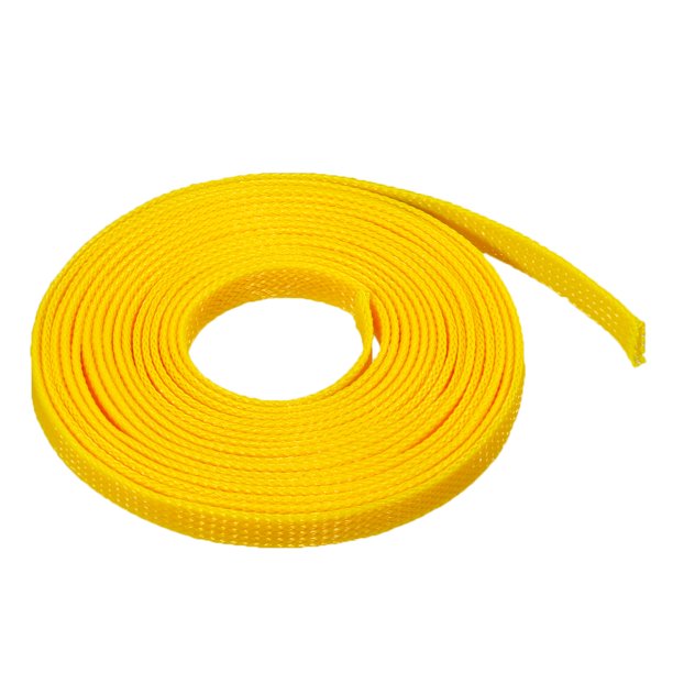 PET Cable Wire Wrap 8mm Expandable Braided Sleeving Yellow 9.84ft
