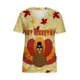 thumbnail image 1 of Women‘s Scrubs Tops Short Sleeve V-Neck Thanksgiving Turkey Workwear Tops With Pockets Blouse, 1 of 4